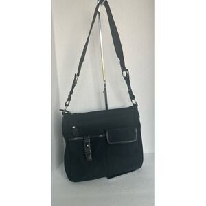 Fossil‎ Women's Canvas and Leather Black Lots of Pockets Shoulder Bag